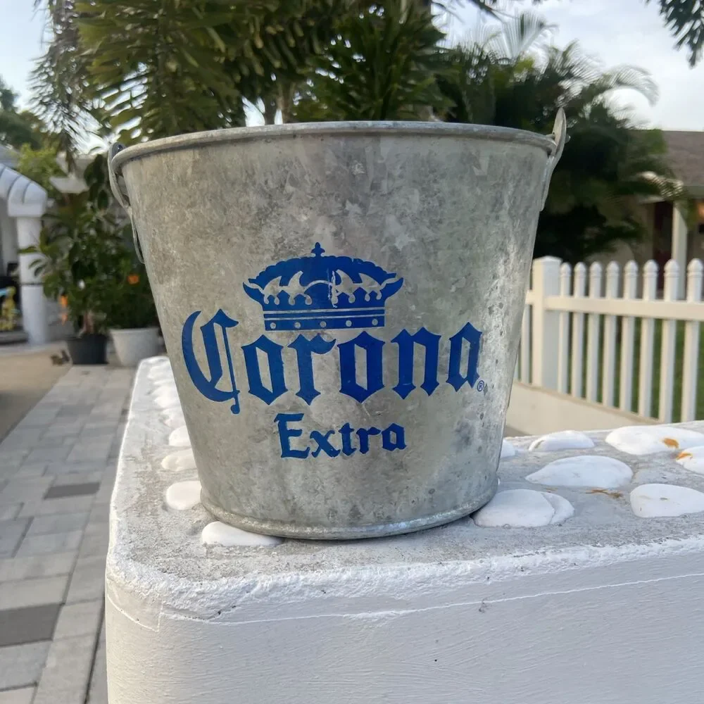 Corona Extra Beer Ice Bucket 5 Qt. Galvanized Metal Party Bucket Vintage